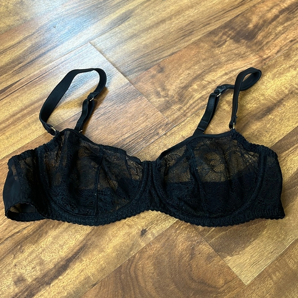 Fleur of England black lace balconette bra 36b